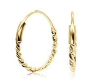 Gold Plated Ruckle Silver Hoop Earring HO-1527-GP